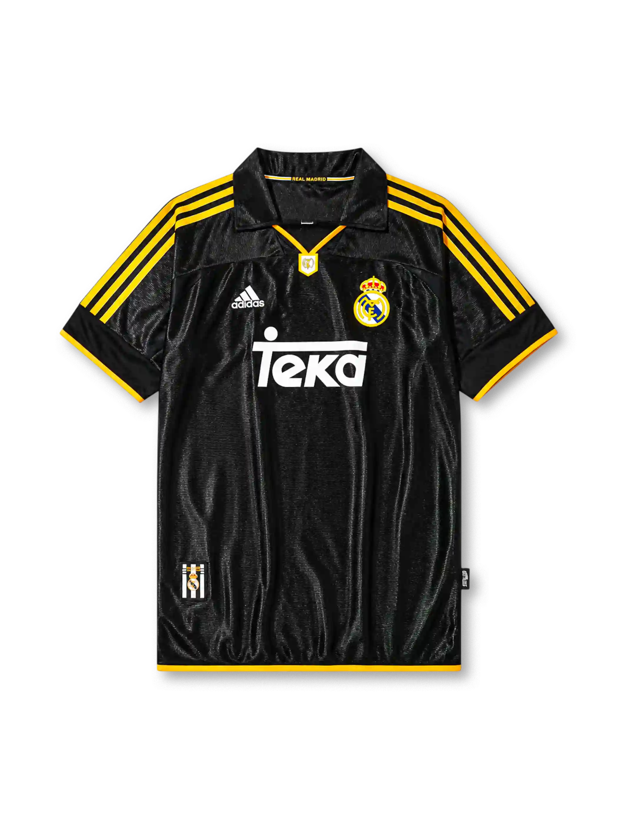 Real Madrid 1999-01 away jersey in black with gold trim