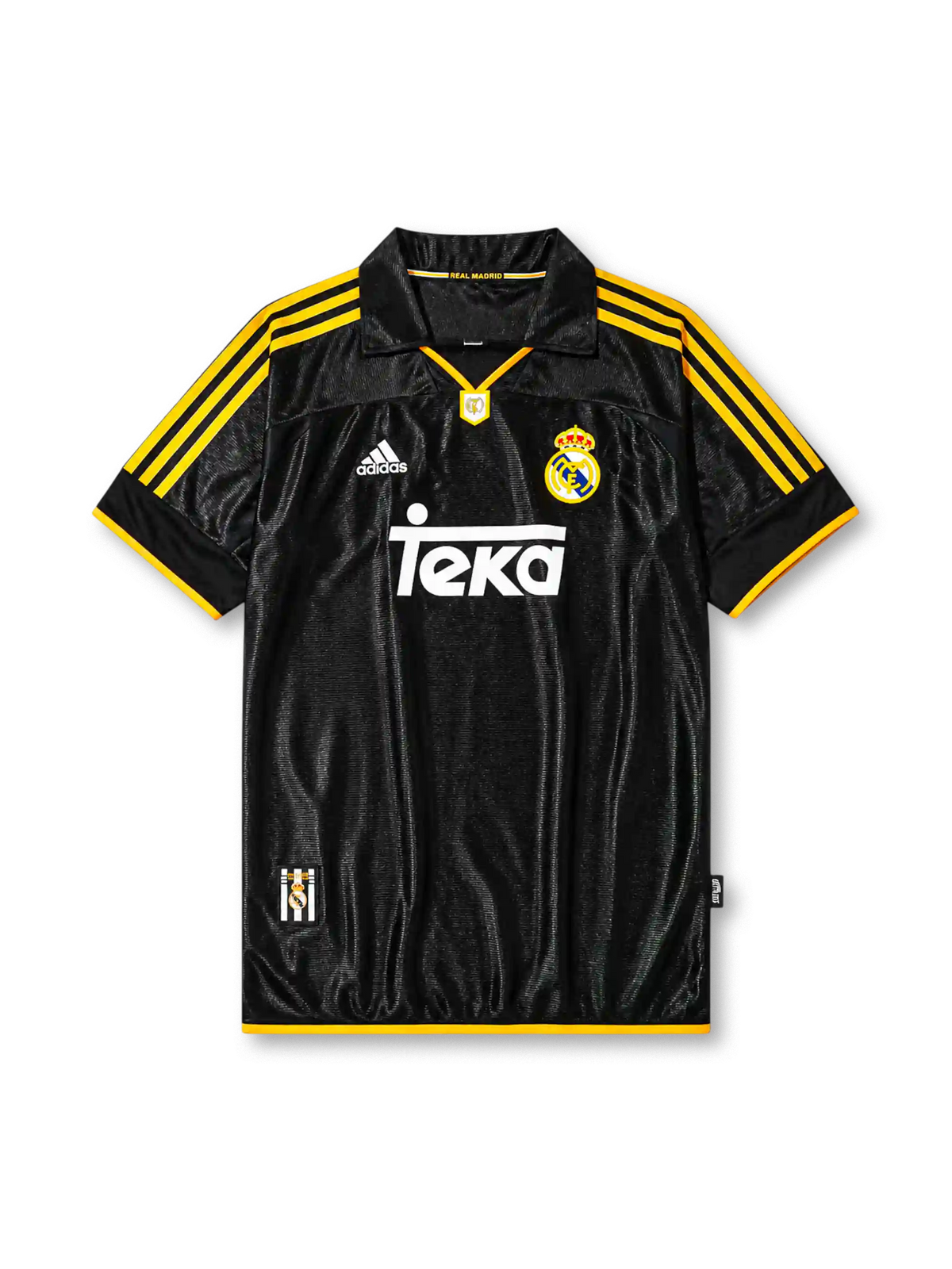 Real Madrid 1999-01 away jersey in black with gold trim