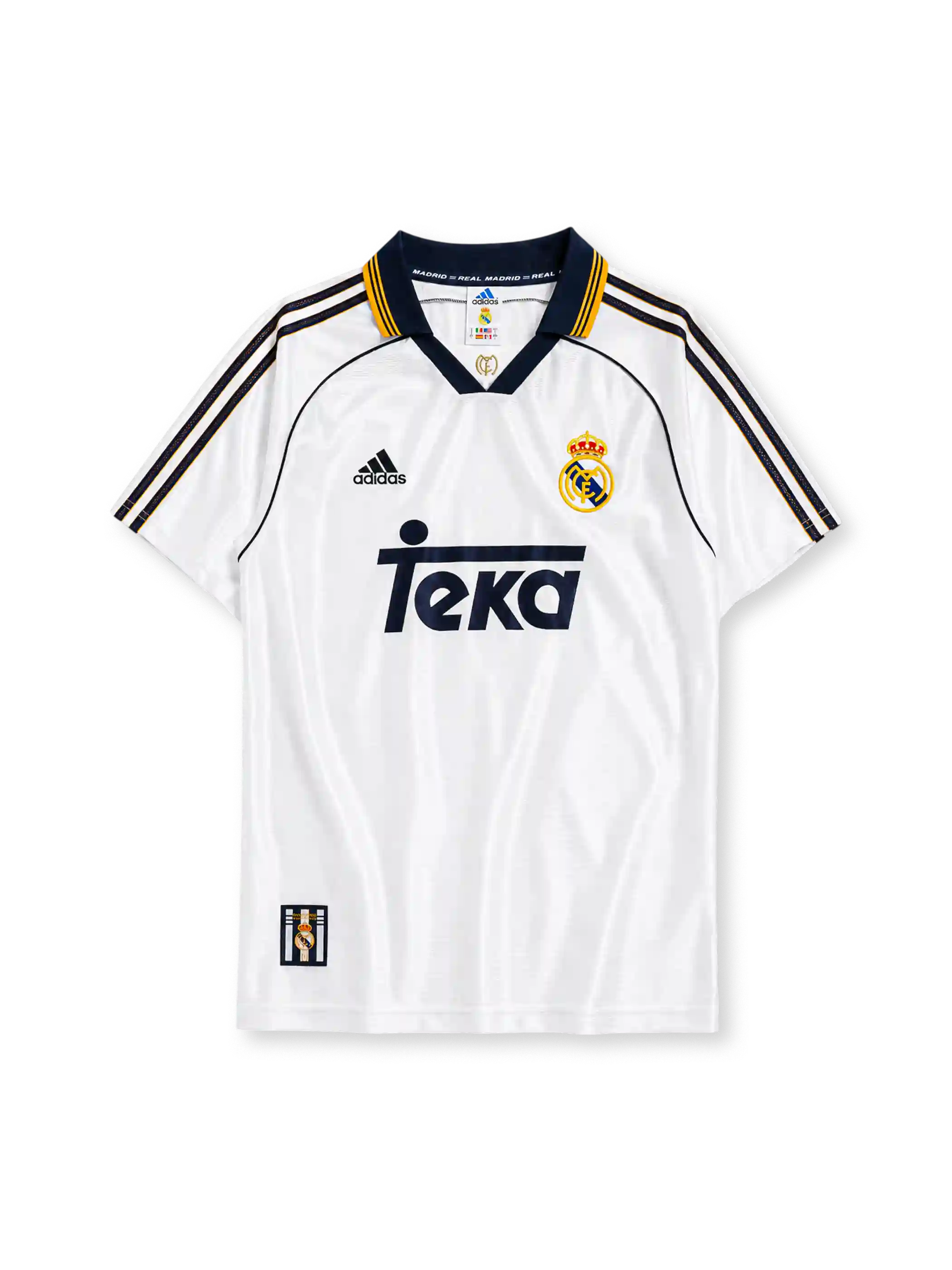 Real Madrid 1998-00 home jersey in white with navy trim