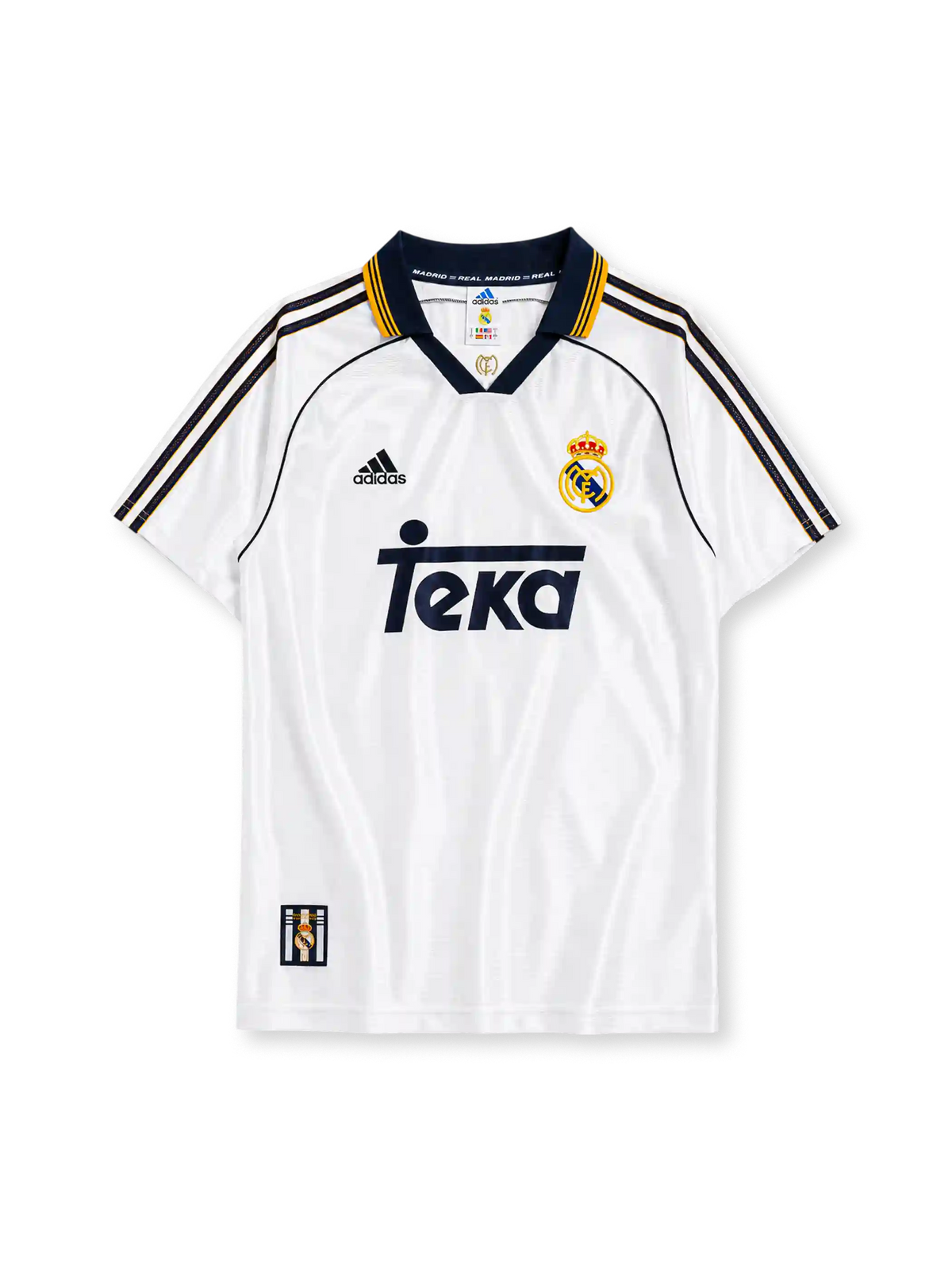 Real Madrid 1998-00 home jersey in white with navy trim