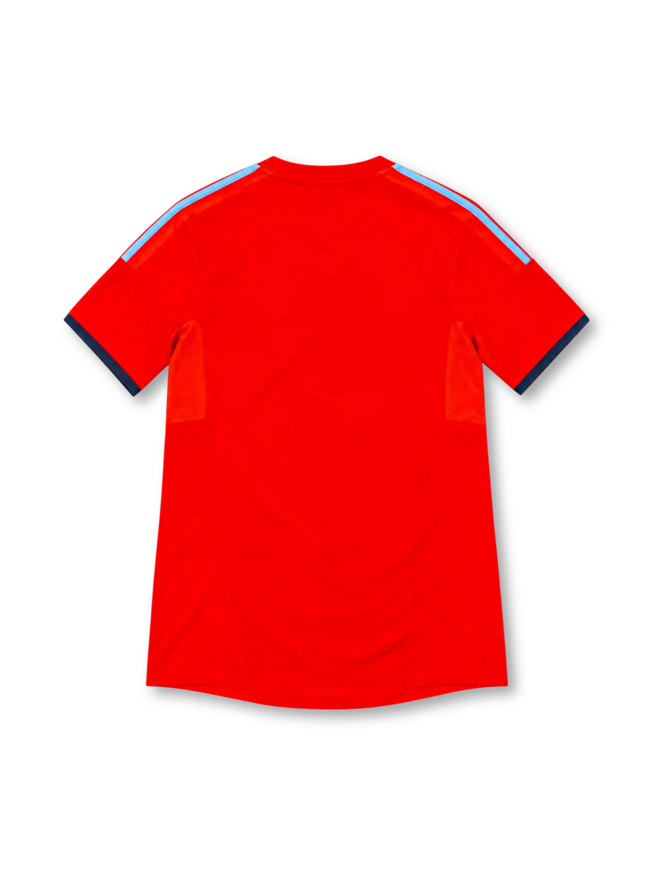 Olympique Marseille 2011/12 adidas third jersey featuring a red body, sky-blue and navy horizontal stripes, light-blue shoulder stripes, OM crest, white Betclic sponsor, navy sleeve cuffs, and ClimaCool branding.