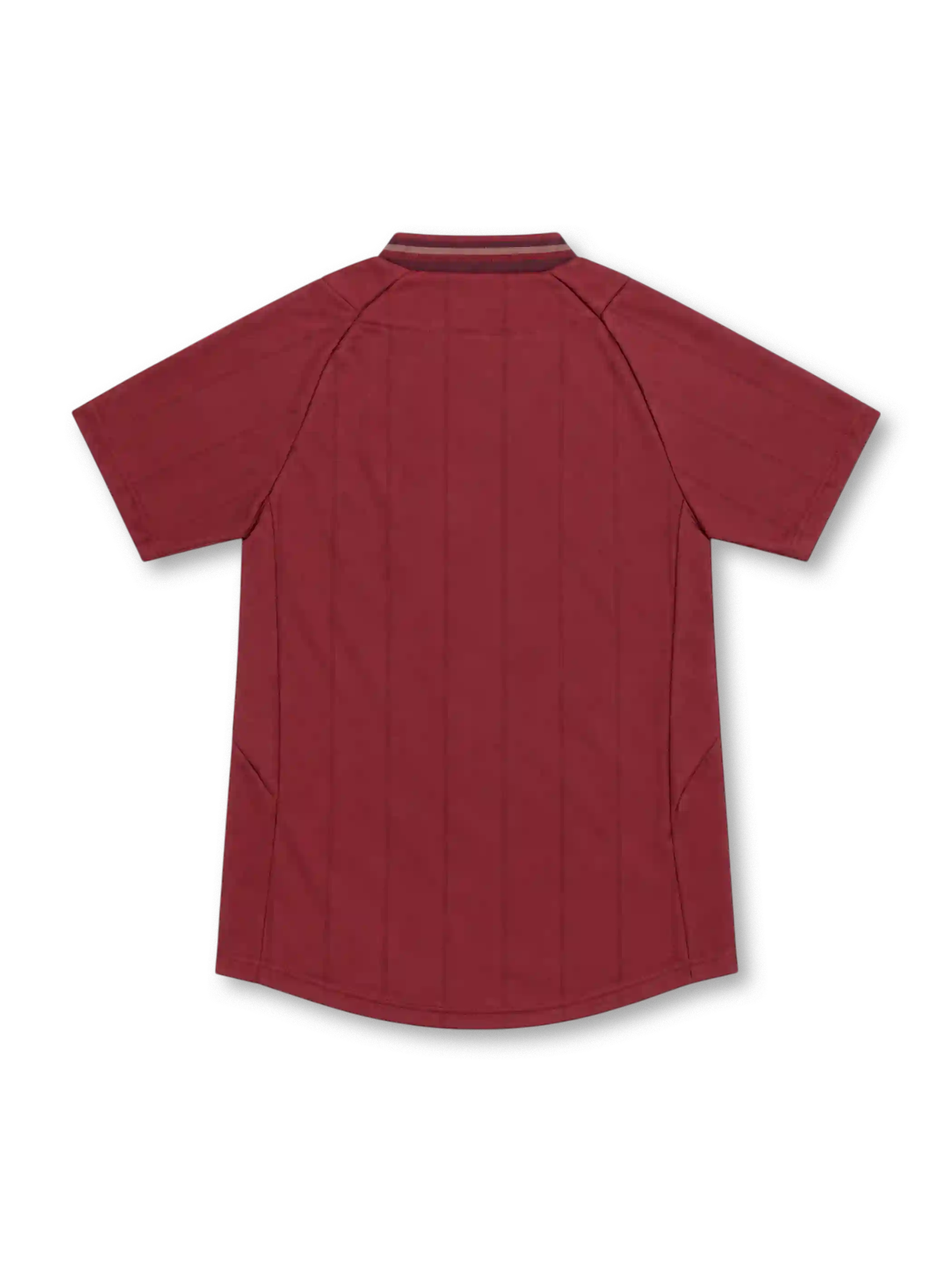 Manchester City 2012/13 Umbro away jersey in deep maroon with tonal vertical pinstripes, layered V-neck collar, gold Umbro logo, three-star club crest, and gold Etihad Airways sponsor.