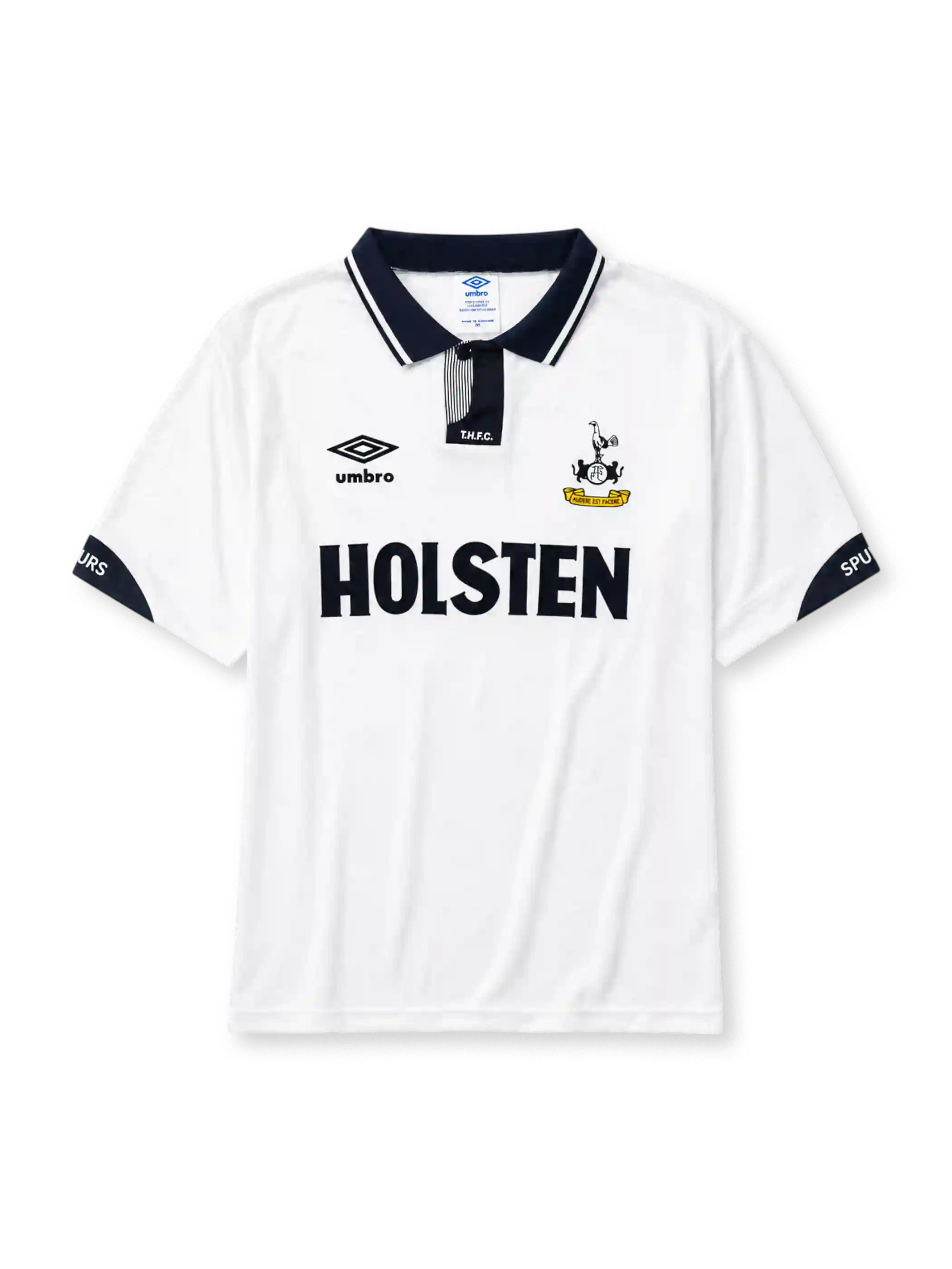 Tottenham Hotspur 1991-93 home jersey with navy collar and cuffs
