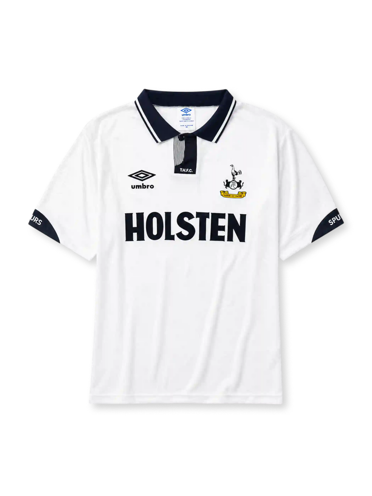 Tottenham Hotspur 1991-93 home jersey with navy collar and cuffs