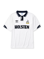 Tottenham Hotspur 1991-93 home jersey with navy collar and cuffs
