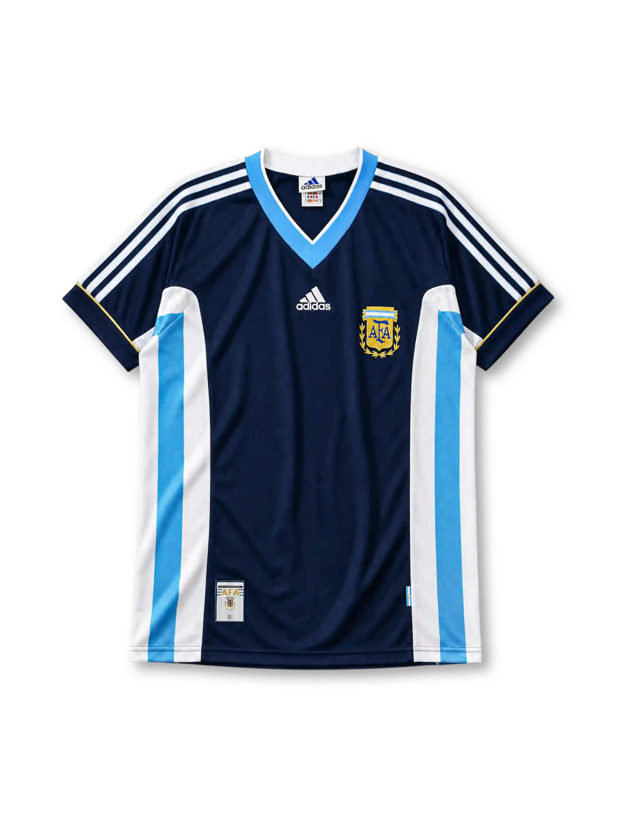 Argentina 1998 away jersey in navy with white and blue panels