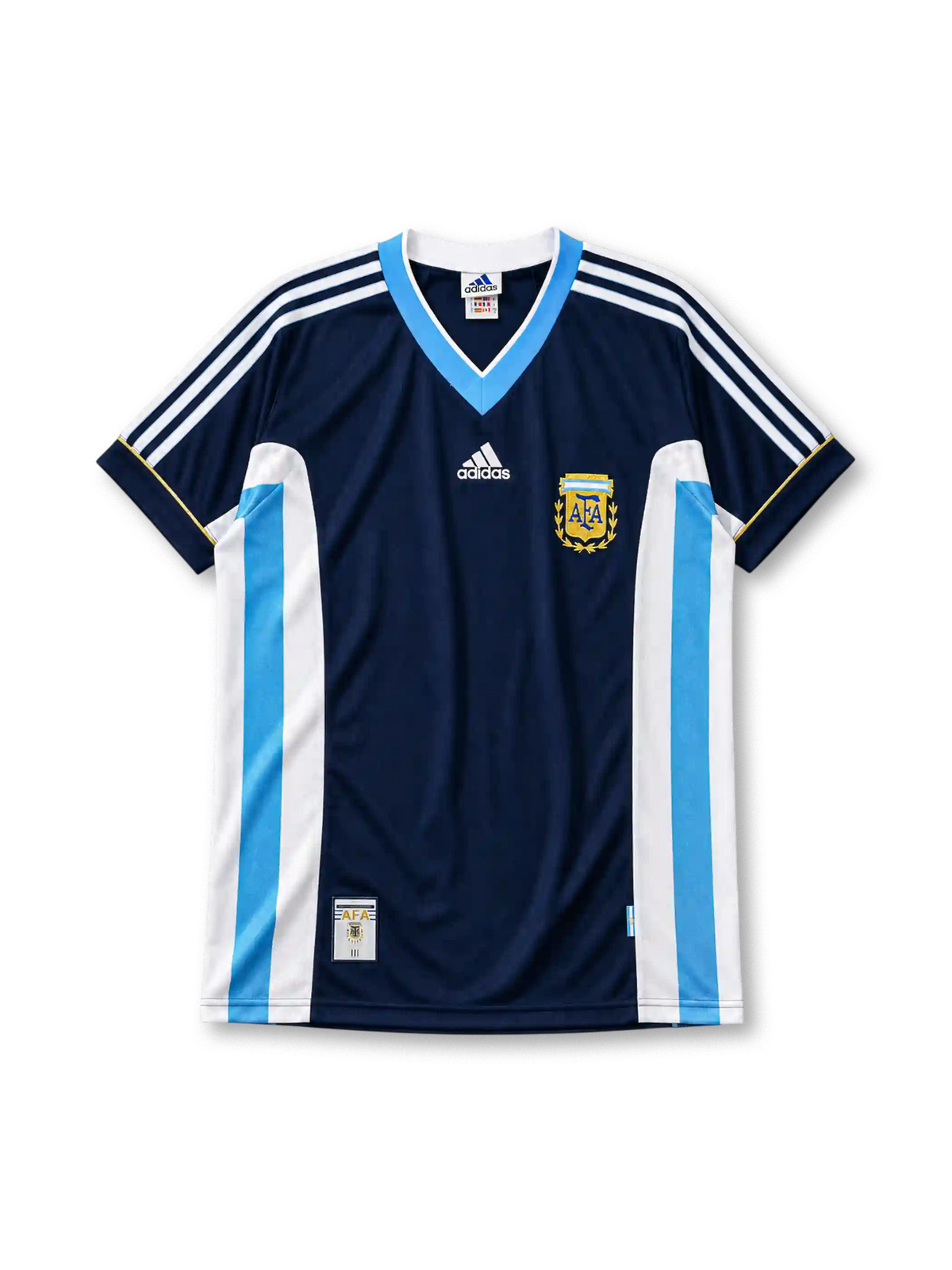 Argentina 1998 away jersey in navy with white and blue panels