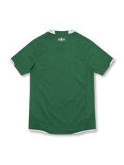 Celtic FC 2007/08 Lisbon Lions 40th anniversary green Nike away jersey with white crew-neck collar and sleeve trim, white Nike Swoosh, commemorative Celtic crest with star, black Carling sponsor, and NikeFIT detailing.