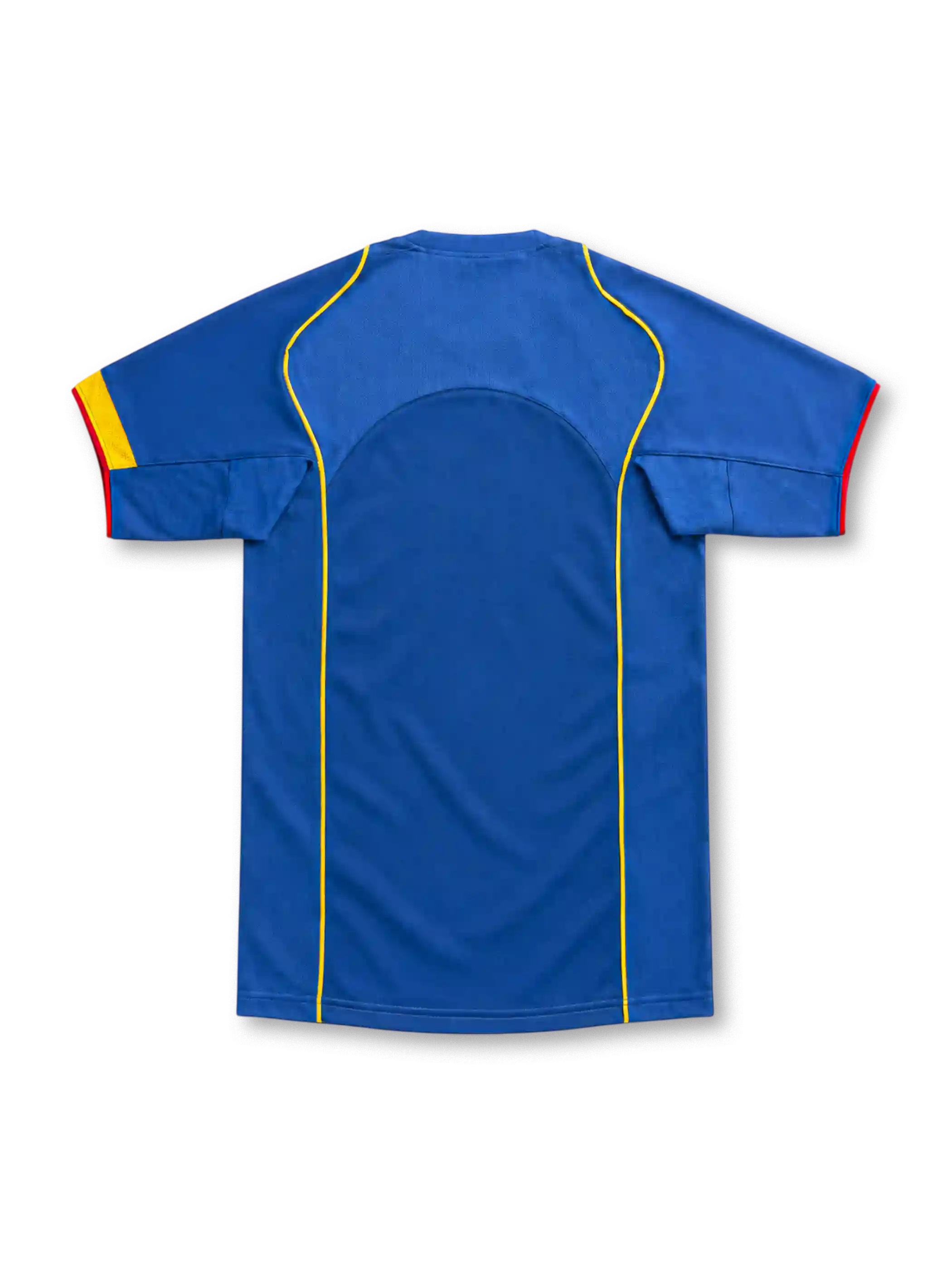 Arsenal 2004/05 blue away jersey with yellow piping, red trim, Nike logo and O2 sponsor