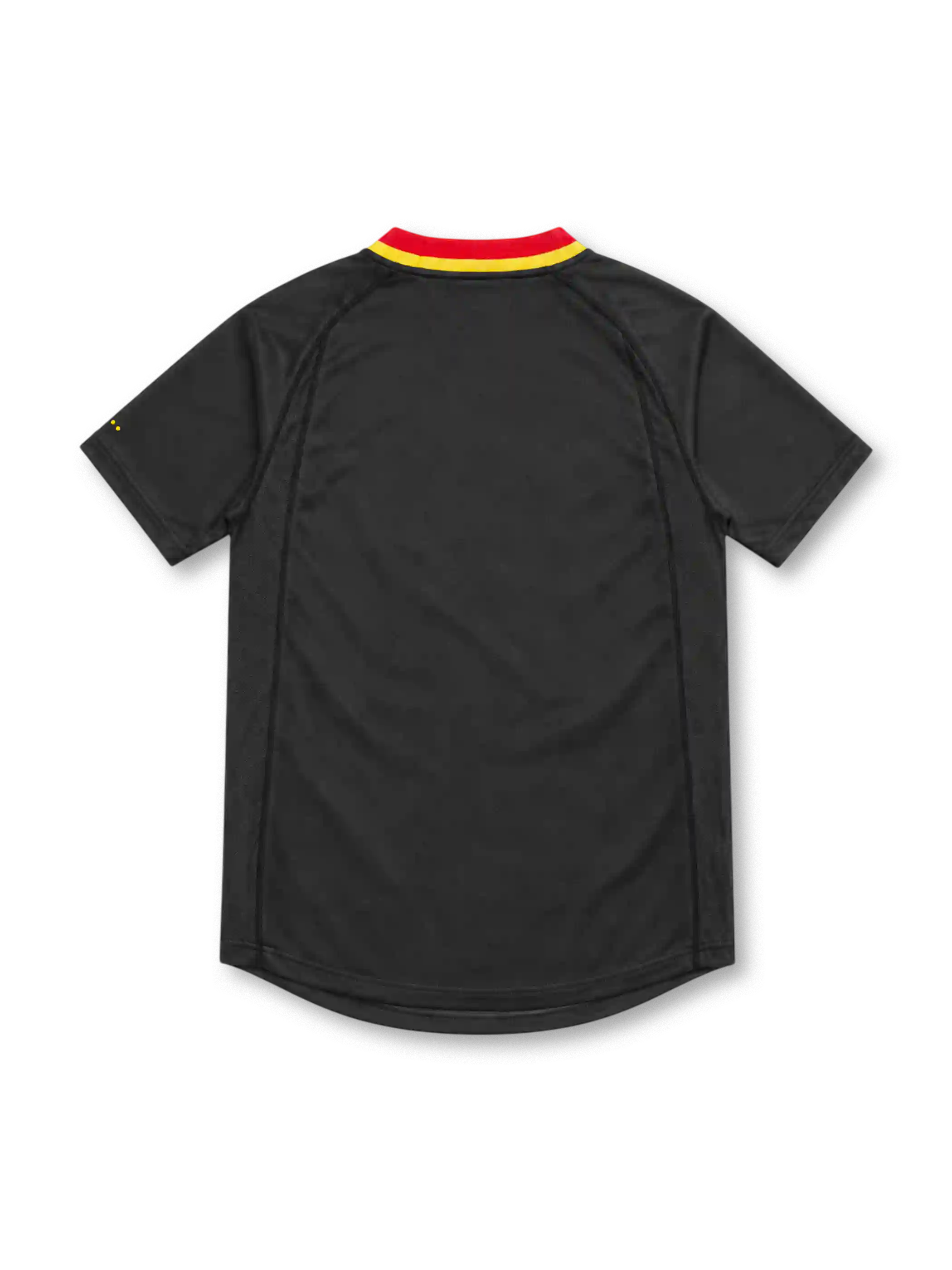 Belgium 2000 black away jersey with red and yellow collar, Nike logo and federation crest