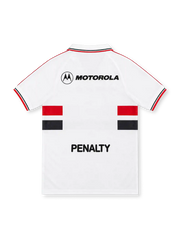 São Paulo 2000 white home jersey with red and black chest bands, SPFC crest, Penalty logo and Motorola sponsor