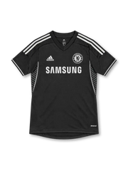 Chelsea 2013/14 black away jersey with white adidas stripes, monochrome crest and Samsung sponsor