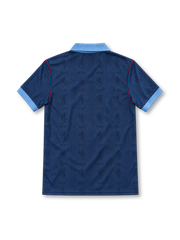 Aston Villa 1995/97 navy third jersey with sky-blue collar, Reebok logo and AST Computer sponsor