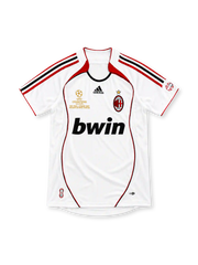 AC Milan 2006/07 white away jersey with Champions League Final Athens 2007 embroidery, adidas logo and bwin sponsor