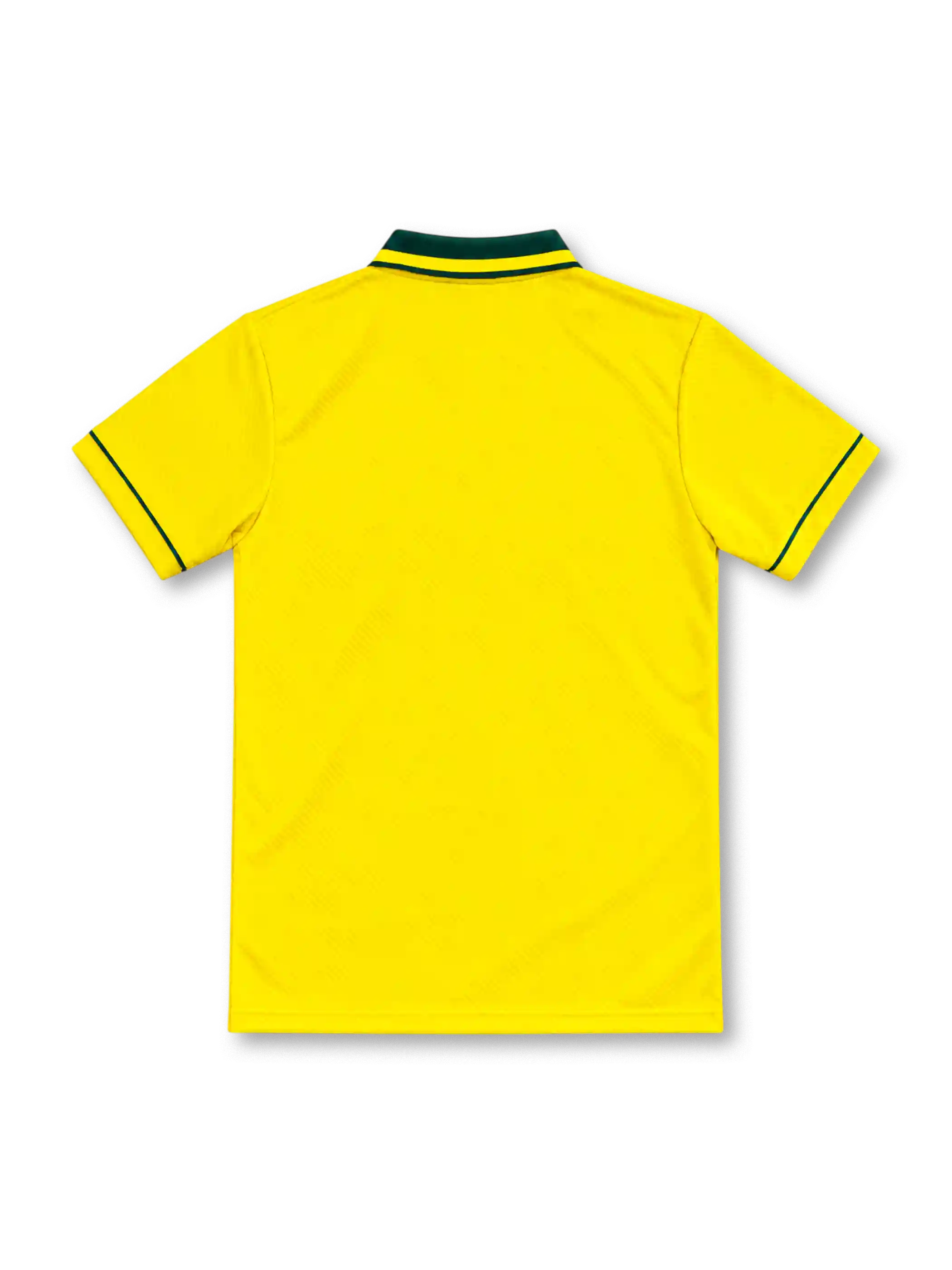 Brazil 1994/96 yellow home jersey with green collar, tonal crest pattern, Umbro logo and four-star CBF crest