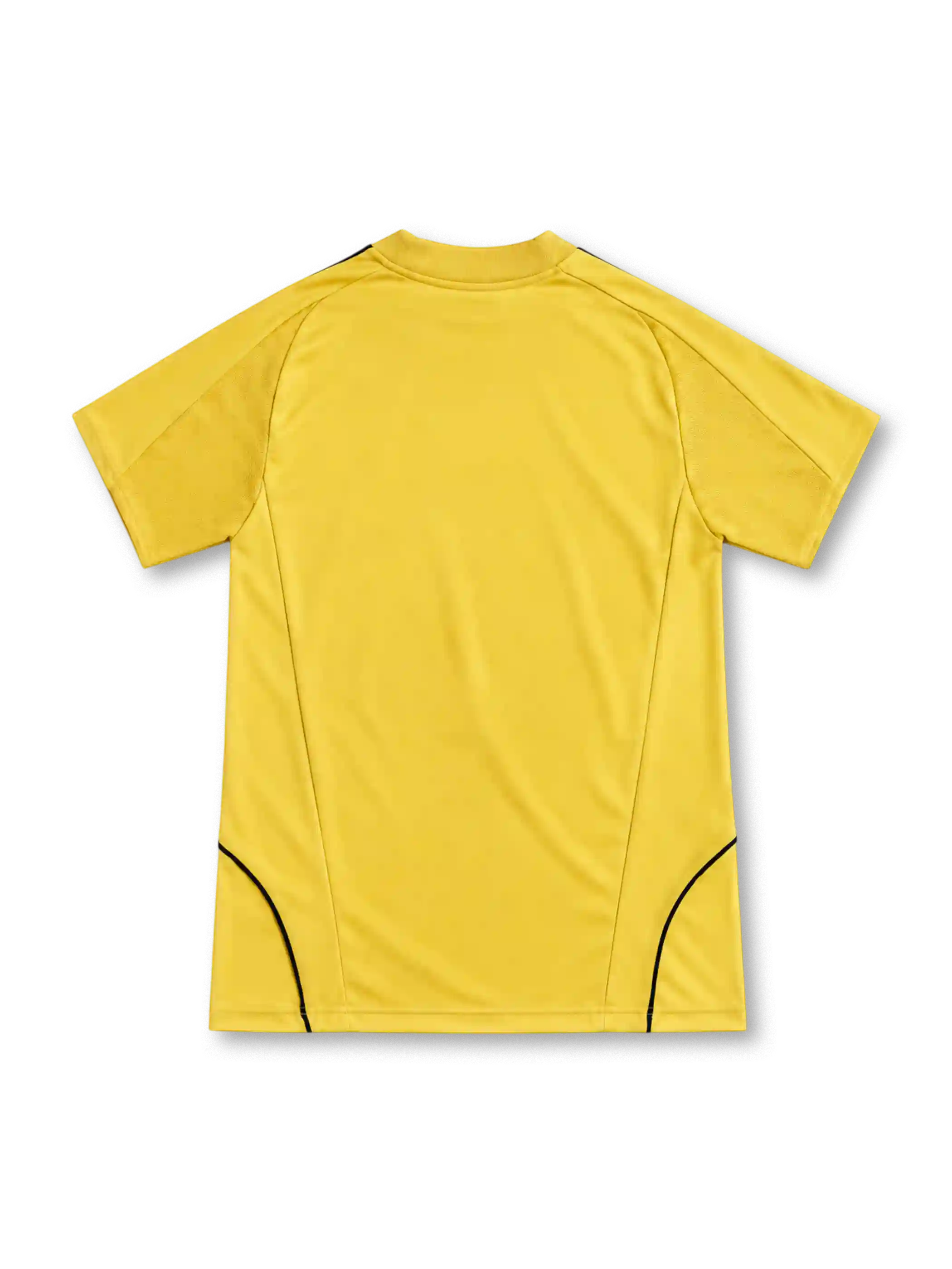 Spain 2008 yellow away jersey with navy adidas stripes, navy piping and federation crest