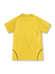 Spain 2008 yellow away jersey with navy adidas stripes, navy piping and federation crest