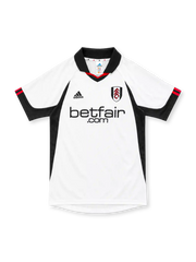 Fulham 2002/03 white home jersey with black side panels, adidas logo and betfair.com sponsor