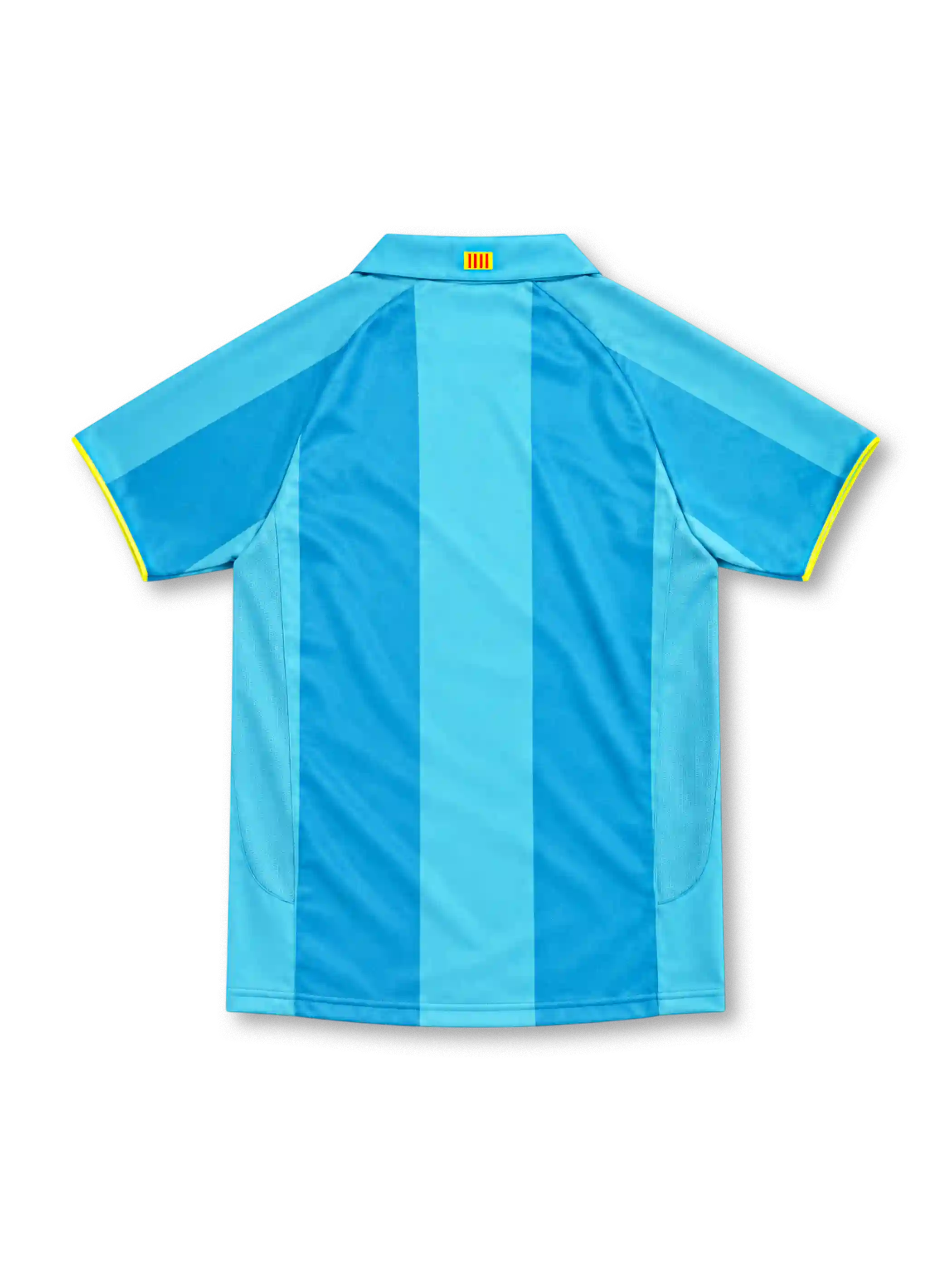 Barcelona 2007/08 sky blue away jersey with Camp Nou anniversary crest, Nike logo and UNICEF logo