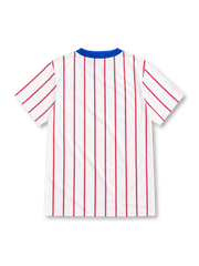 Chelsea 1992/94 white away jersey with red pinstripes, lace-up blue collar, Umbro logo and Commodore sponsor