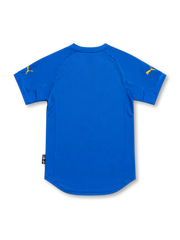 Italy 2004 blue home jersey with centred tricolour crest, three gold stars and gold Puma logos