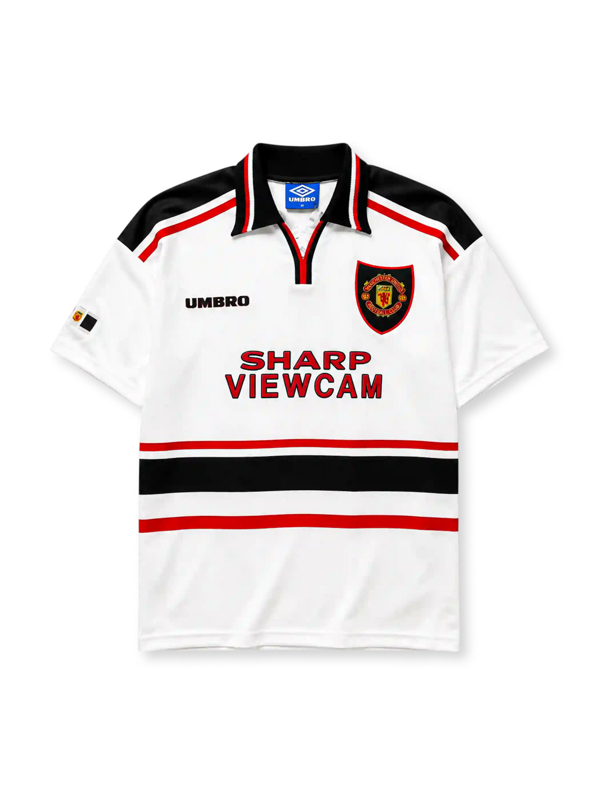 Manchester United 1998-99 away jersey in white with black banding