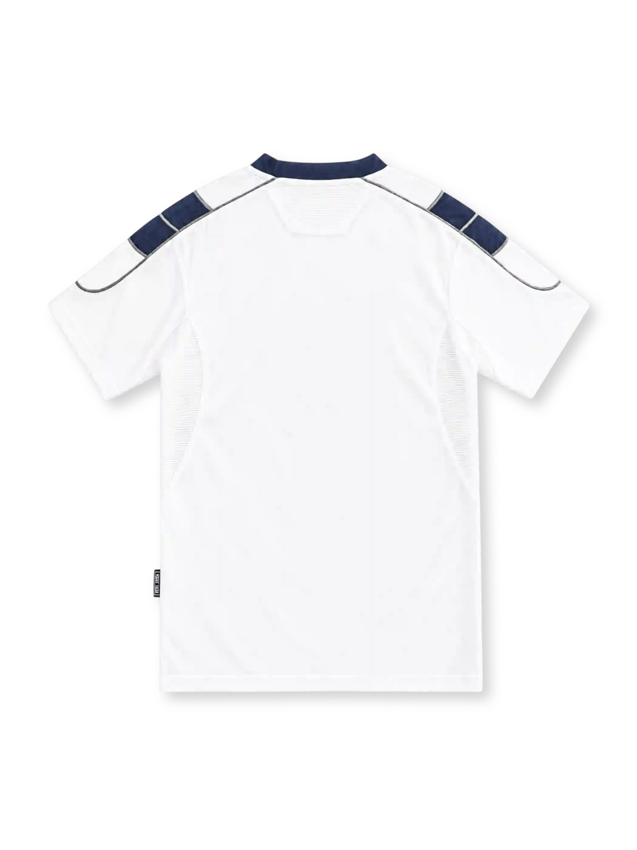 Manchester United 2000/01 white away jersey with navy shoulder panels, Umbro logo and Vodafone sponsor