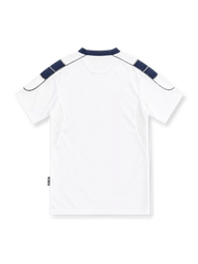 Manchester United 2000/01 white away jersey with navy shoulder panels, Umbro logo and Vodafone sponsor