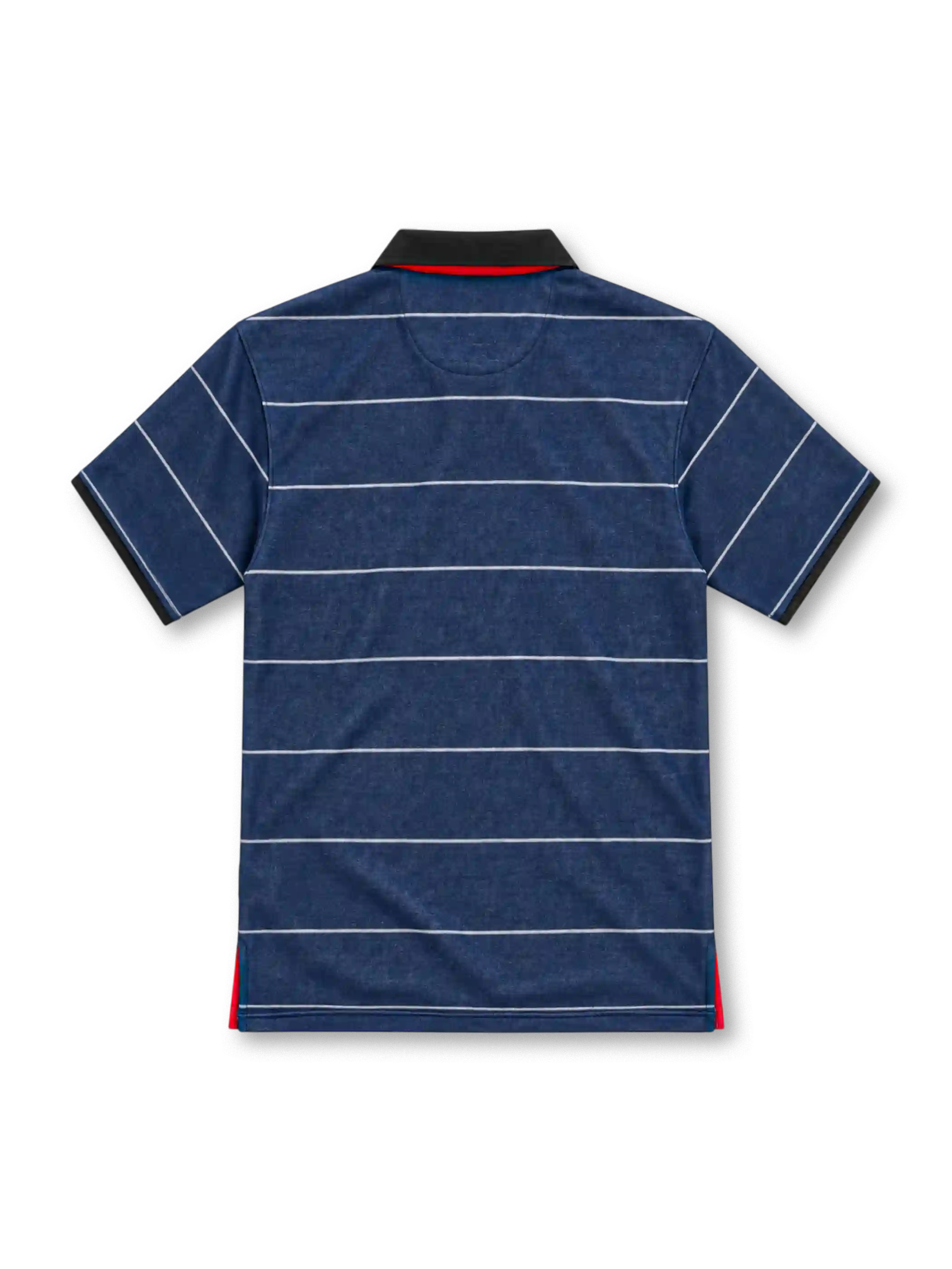Manchester United 1999/00 navy away jersey with white pinstripes, black collar, Umbro logo and Sharp Digital sponsor