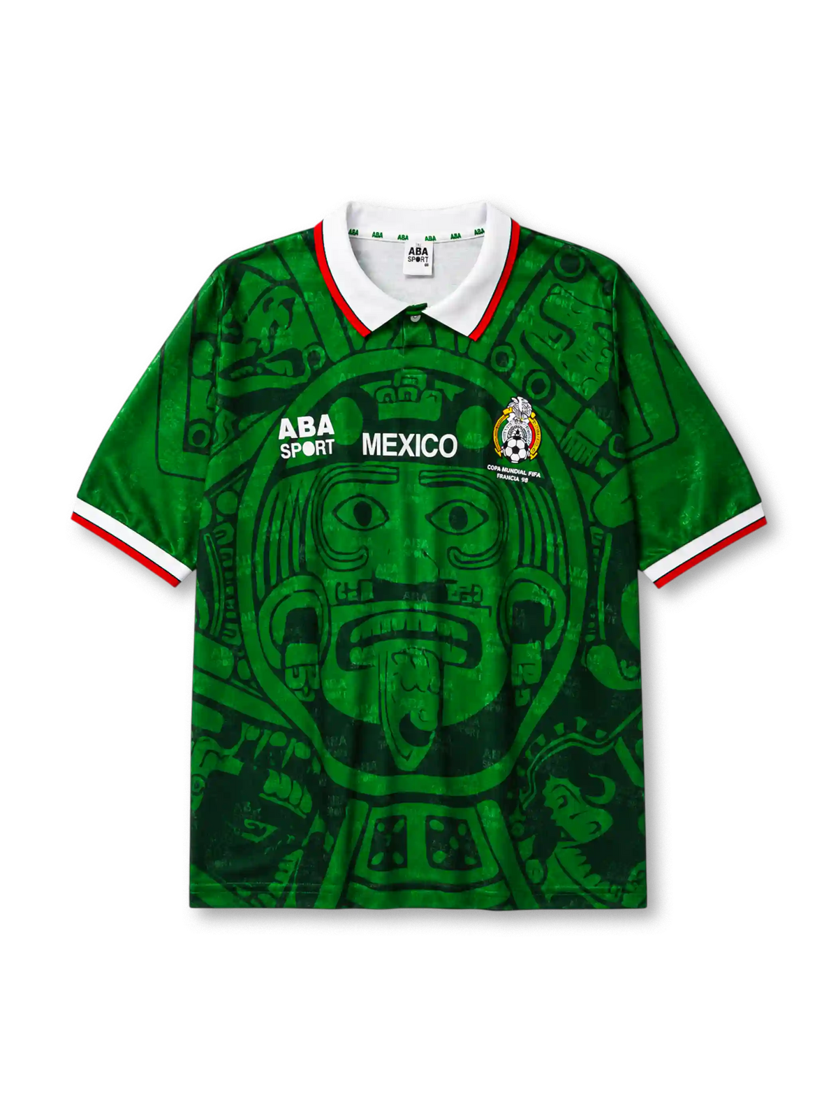 Mexico 1998 home jersey with Aztec calendar design