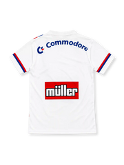 Paris Saint-Germain 1991/92 white jersey with blue and red Eiffel Tower brushstrokes, Nike logo, Commodore and Müller sponsors