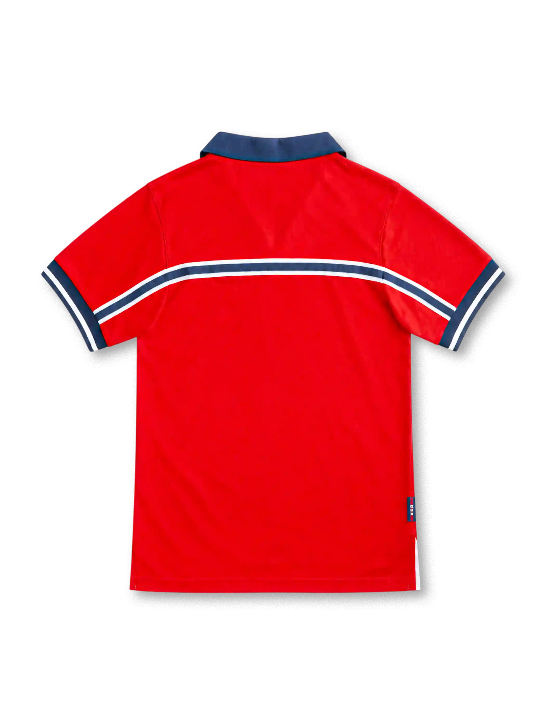 USA 1998 red away jersey with navy polo collar, navy chest band, Nike logo and U.S. Soccer crest