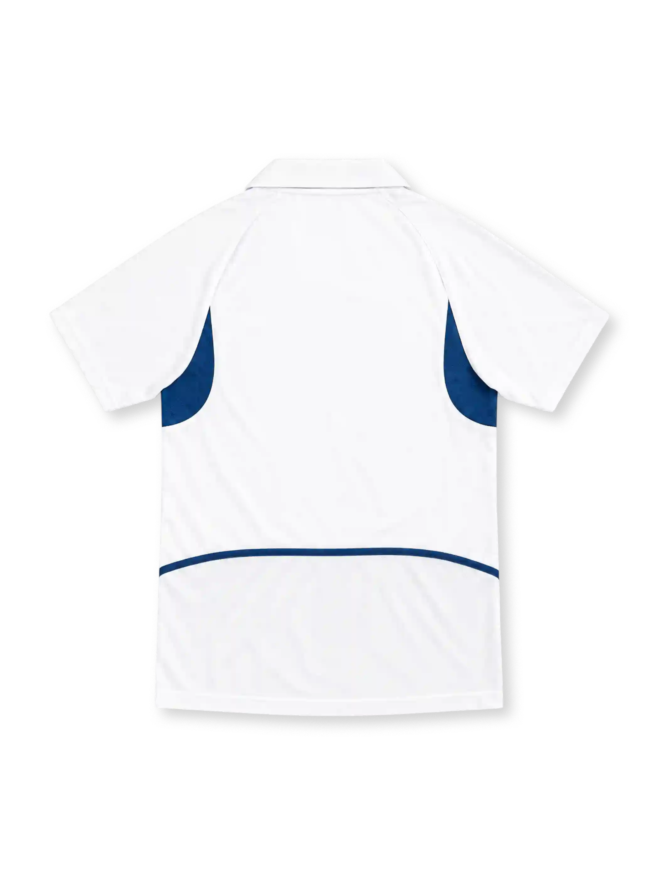 Portugal 2002 white away jersey with blue angular panels, polo collar, Nike logo and federation crest