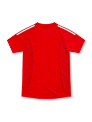 Turkey 2002 red home jersey with white adidas stripes, red mesh side panels and flag emblem