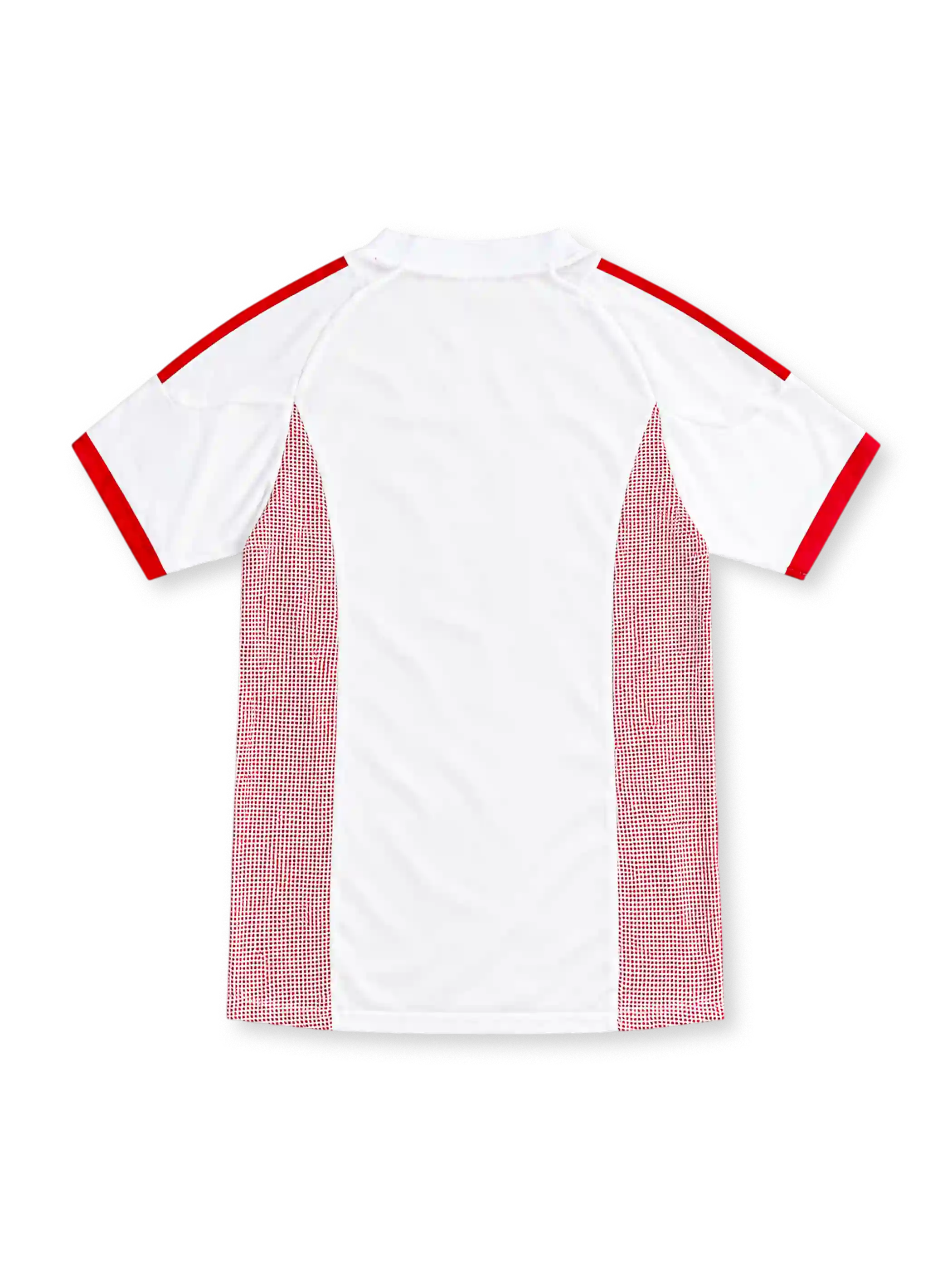 Turkey 2002 white away jersey with red chest band, red adidas stripes, red mesh side panels and flag emblem