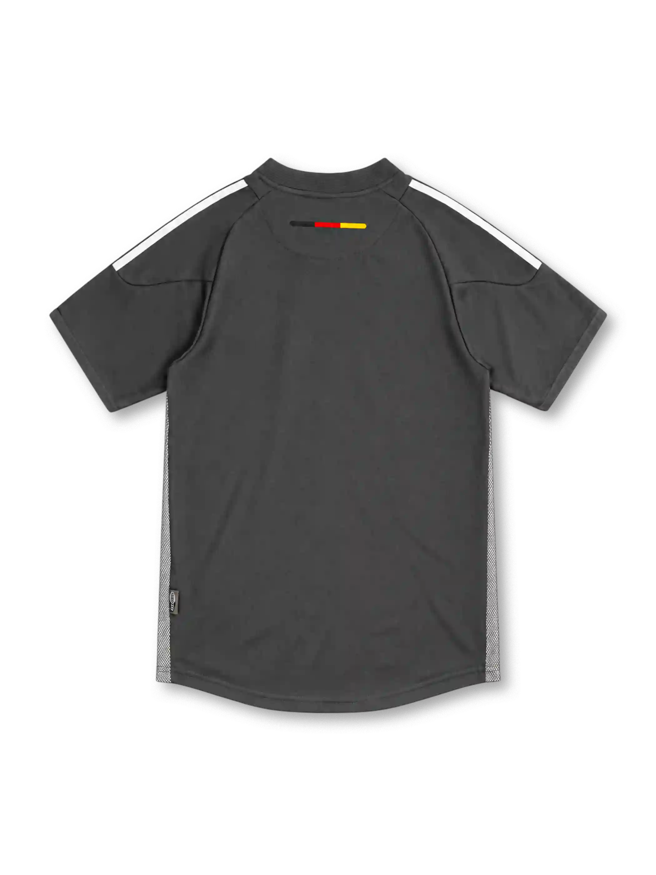 Germany 2002 grey away jersey with charcoal chest band, white adidas stripes and three-star DFB crest