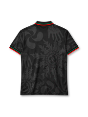 Basque Country 1994 black away jersey with tonal folk motifs, red and green diamond band and Euskal Herria crest