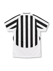 Juventus 2003/04 black and white striped home jersey with gold Nike logo, two-star crest and Fastweb sponsor