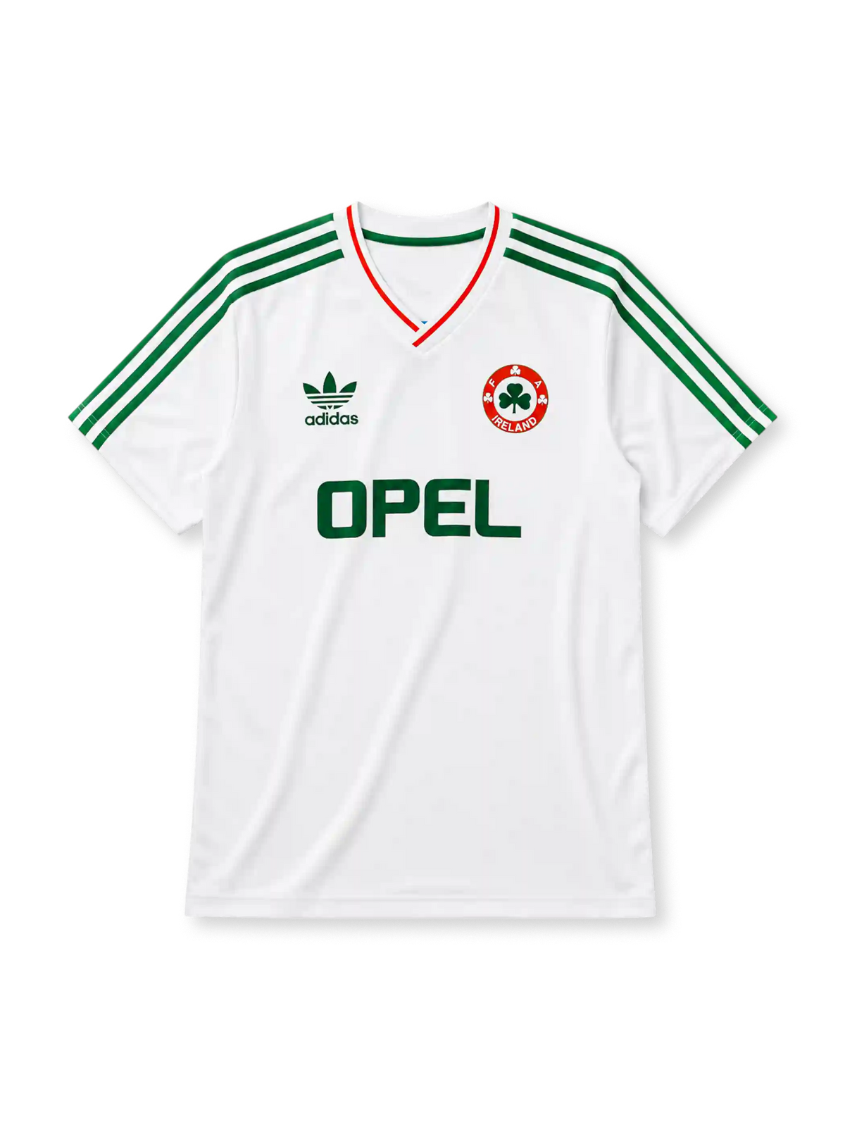 Republic of Ireland 1990-92 away jersey in white with green stripes