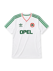 Republic of Ireland 1990-92 away jersey in white with green stripes