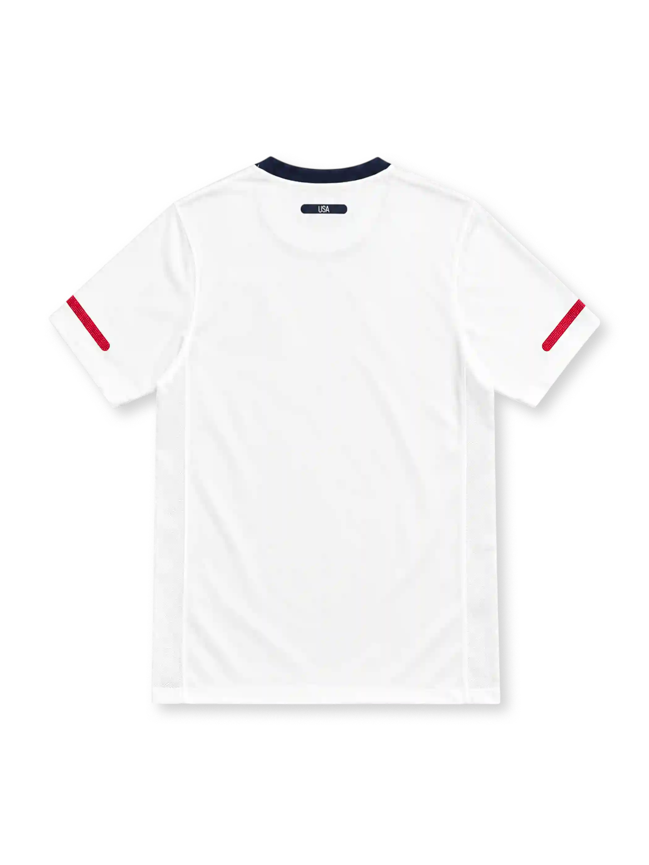 USA 2010 white home jersey with tonal diagonal sash, navy collar, red sleeve stripes and US Soccer crest