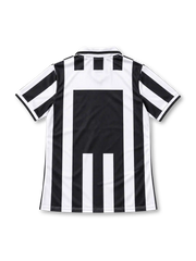 Juventus 1995/97 black and white striped home jersey with white polo collar, Kappa logo, two gold stars and Sony sponsor