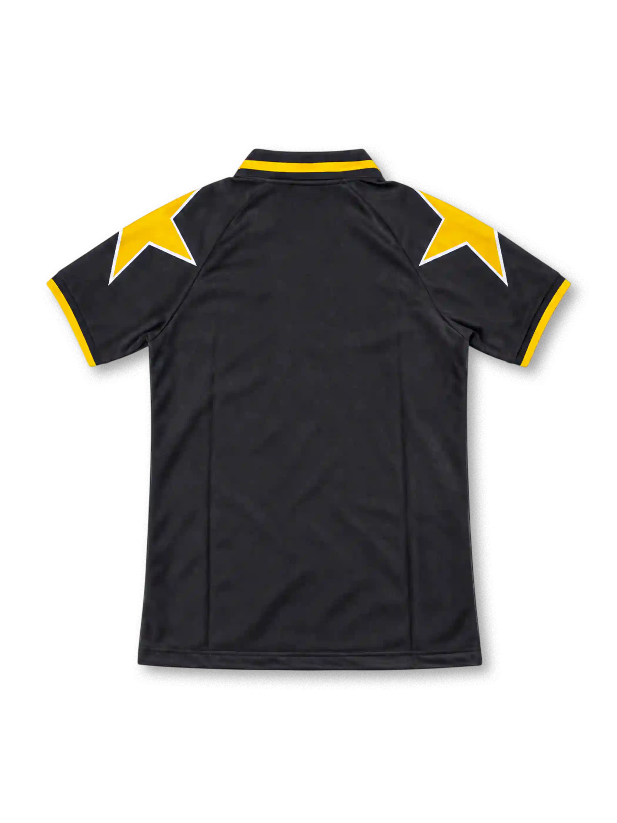 Juventus 1995/97 black away jersey with yellow shoulder stars, yellow-trimmed collar, Kappa logo and Sony sponsor