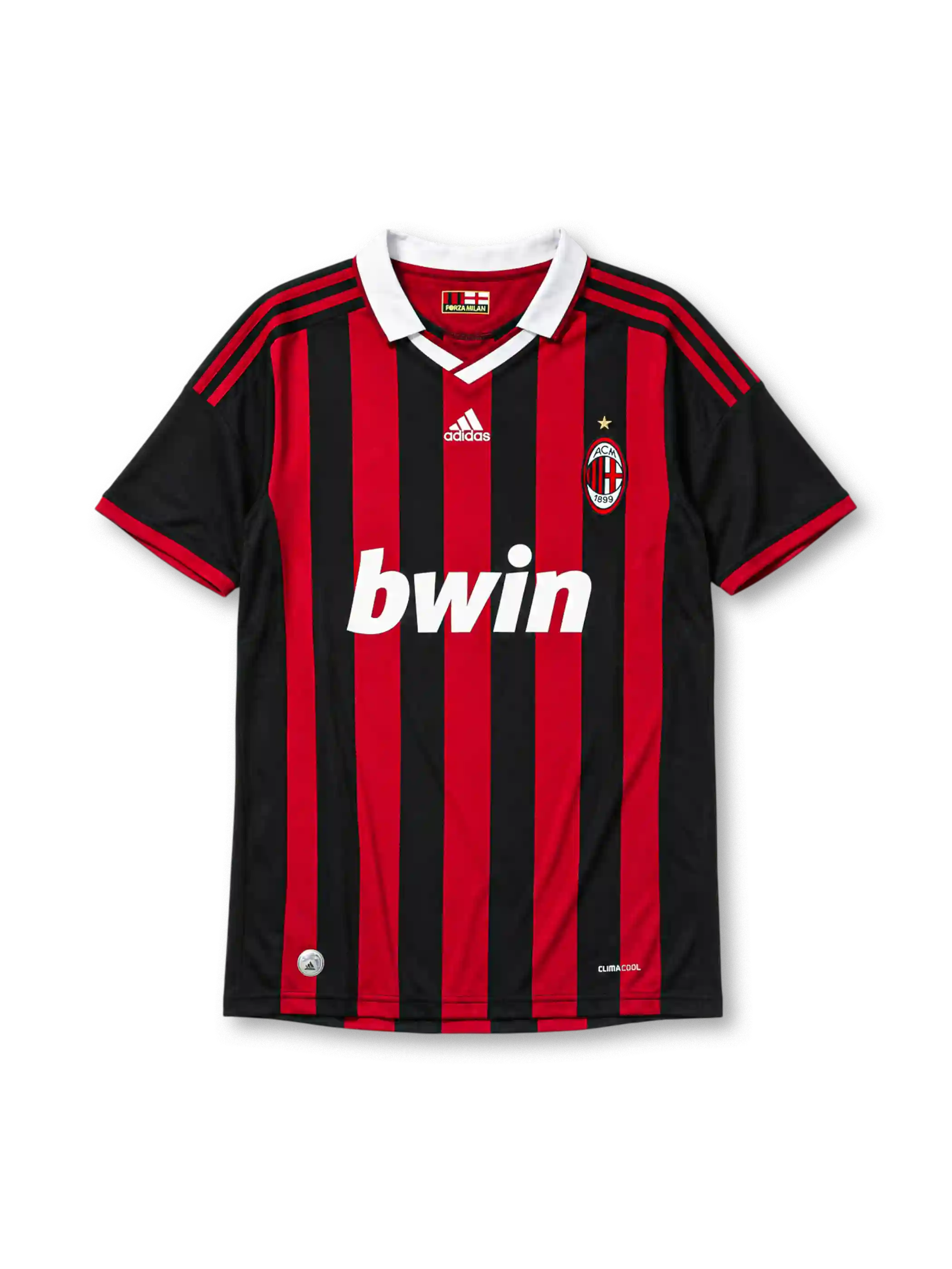 AC Milan 2009-10 home jersey in red and black stripes