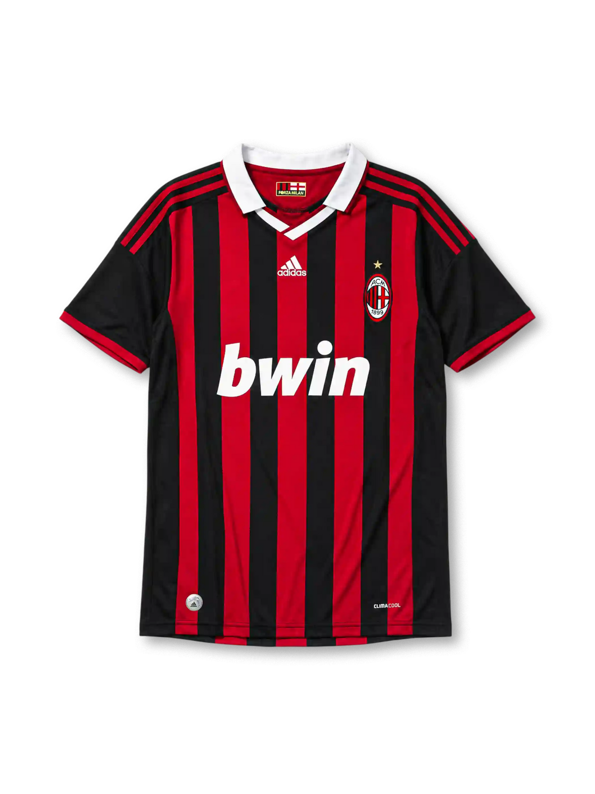 AC Milan 2009-10 home jersey in red and black stripes