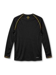 Portugal 2006 away long sleeve jersey in black with gold Nike logo, yellow shoulder piping, red collar detail and national team crest.