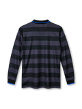 Inter Milan 1997/98 third long sleeve jersey with black and gray horizontal stripes, blue collar trim, yellow Pirelli sponsor and Umbro branding.