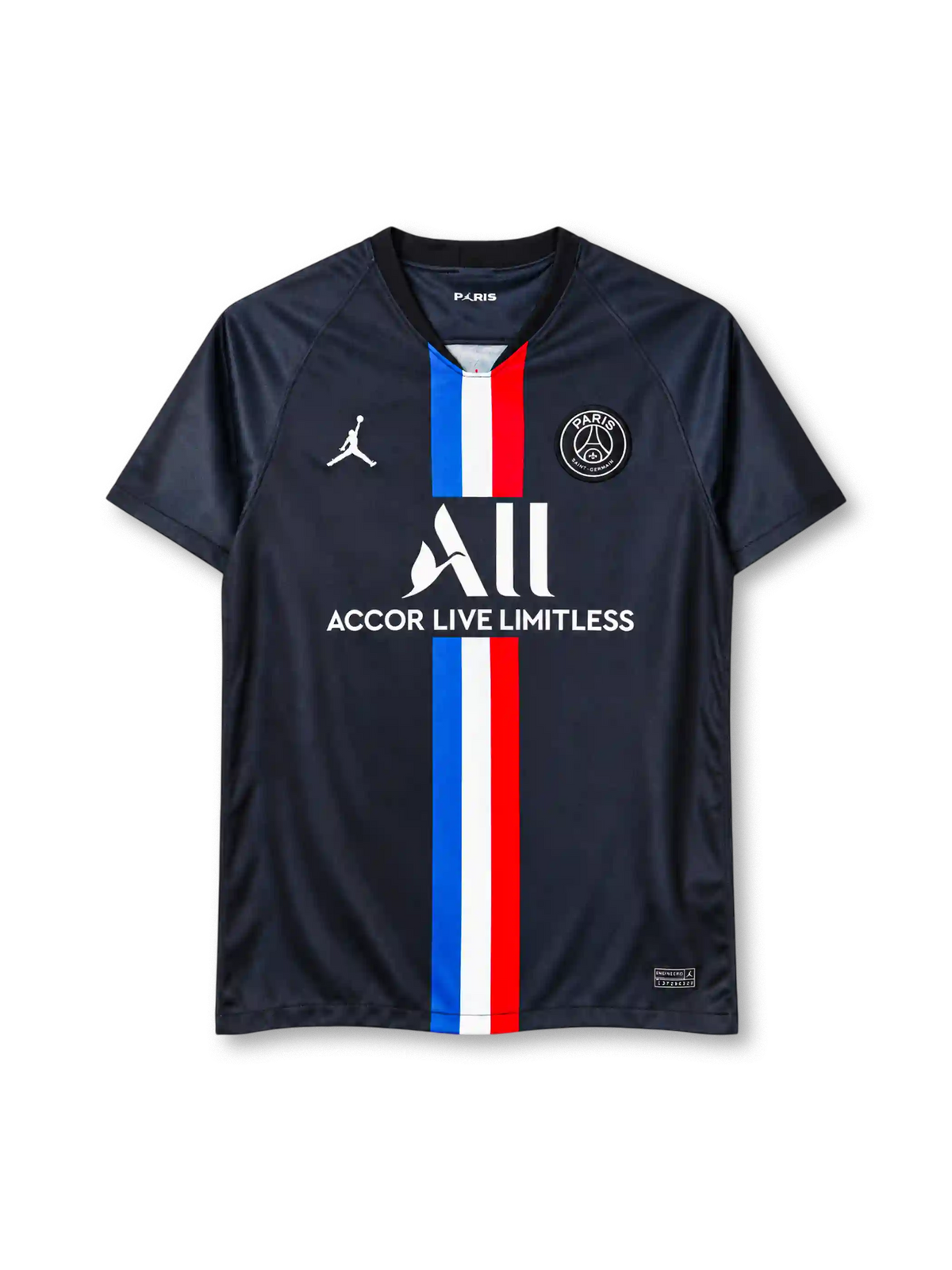 Paris Saint-Germain 2019/20 third jersey in dark navy with blue, white and red centre stripe and Jordan logo