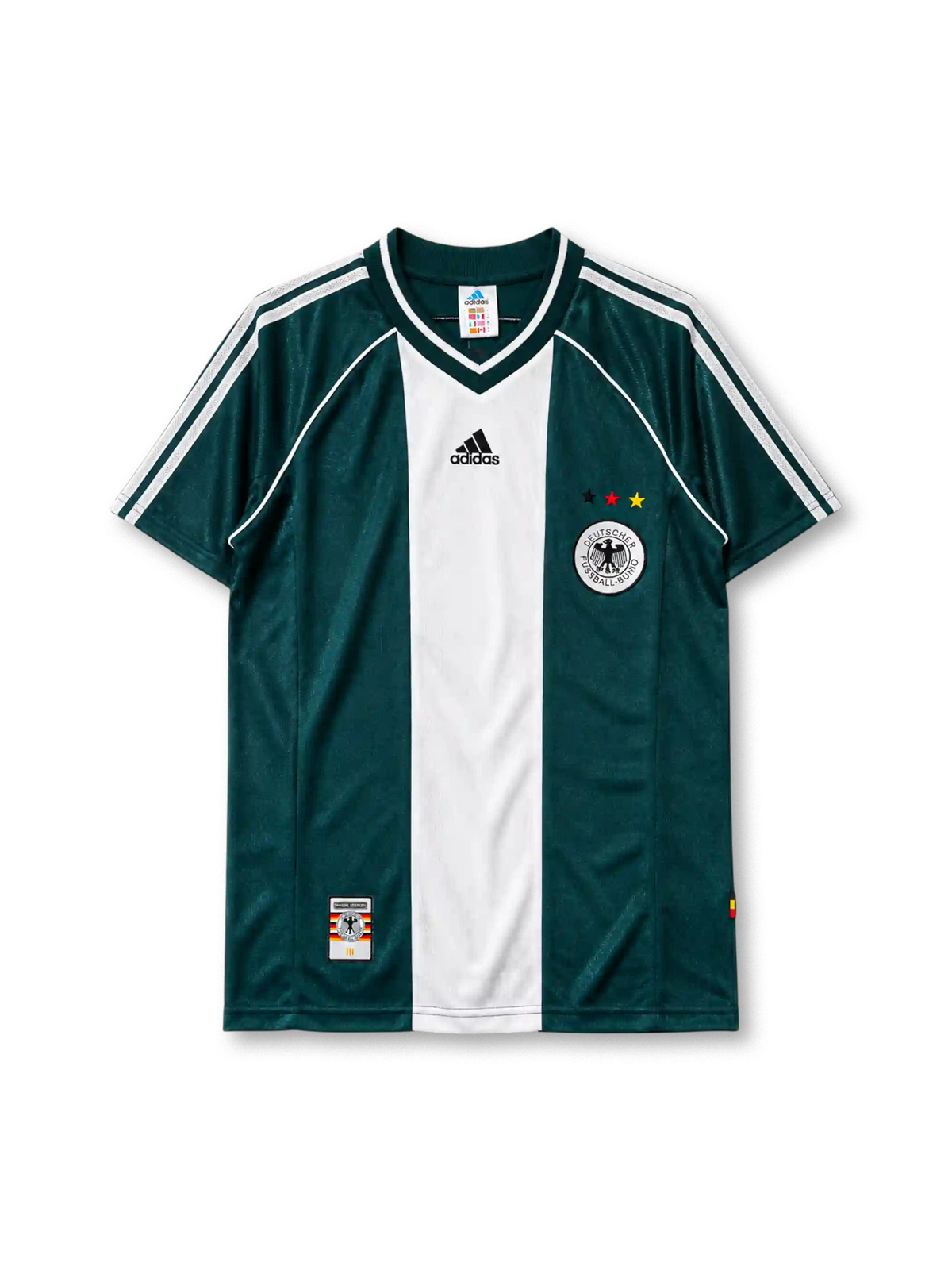 Germany 1998 away jersey in green with white panel