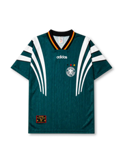 Germany 1996 away jersey in green with white sweeping stripes